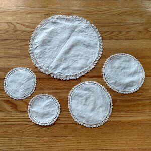 Vintage Doily Set Handmade Doilies with Crocheted Edges